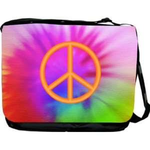  RikkiKnight Orange Peace Logo on Color Messenger Bag   Book Bag 