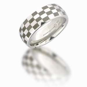  Cobalt Chrome 8mm Domed Checker Ring Jewelry