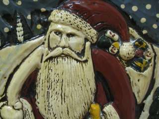   Made Clay Santa Clause Pottery Painting Tile Wall Plaque Dave Eldreth