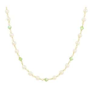   August Birthstone Peridot Color Bicone Beaded Necklace , 17 Jewelry
