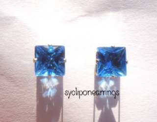 8mm square blue MAGNETIC clip diamant earrings wo mens  