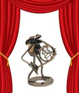Nuts & Bolts Frog French Horn Player Figurine   Music Gifts Band 