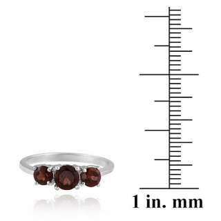 925 Silver 1.3ct Garnet Three Stone Ring  