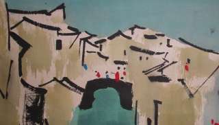 J064Chinese Scroll Painting of Scenery by Wu Guanzhong  