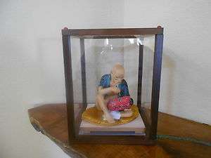   Vintage Japanese HAKATA Clay Ningyo LANTERN PAINTER Doll Figurine CASE