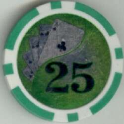 Royal Flush Hologram roll of 25 poker chips   Green  