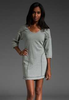 CALIFORNIA Loopy French Terry Sweatshirt Dress in Heather Grey at 