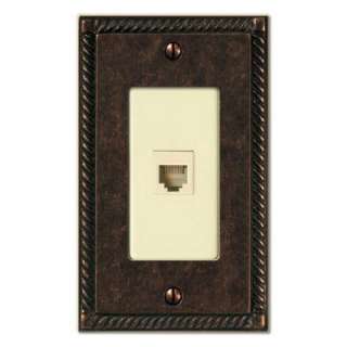 Creative Accents 1 Gang Tuscan Antique Brass Phone Jack Wall Plate 
