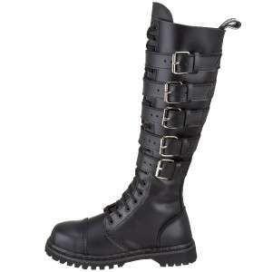 DEMONIA GRAVEL 20 Punk Gothic Leather Mens Knee Lace Up Boots  
