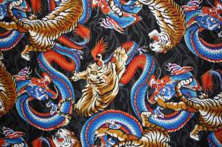 DRAGON TIGER FIRE FLAME QUILTING COTTON FABRIC  