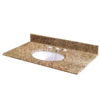 49 in. W Granite Vanity Top with White Bowl and 8 in. Faucet Spread in 