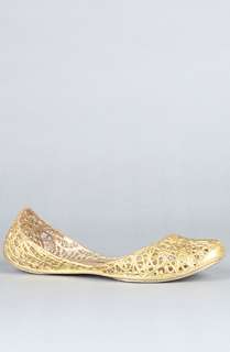 Melissa Shoes The Campana Zig Zag Shoe in Gold Glitter  Karmaloop 