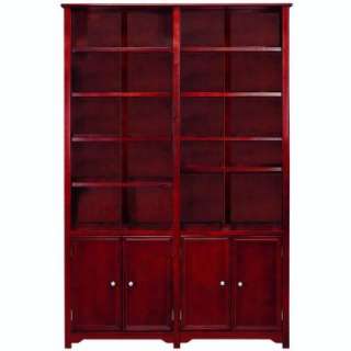   In. W Black Double Bookcase With Cabinet 6054920210 
