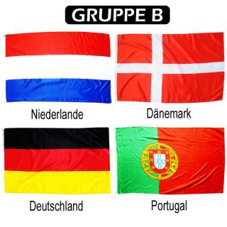 FLAGGE SET FUSSBALL EM 2012 GRUPPE B Niederlande Dänemark Deutschland 