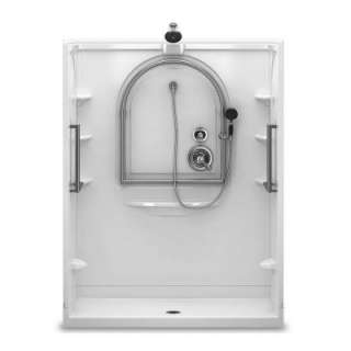 Delta 60 in. x 34 in. Traditional Shower, No Seat, Left Drain in White 