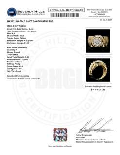 4850 CERTIFIED 14K YELLOW GOLD 0.60CT DIAMOND MENS RING + NO RESERVE 