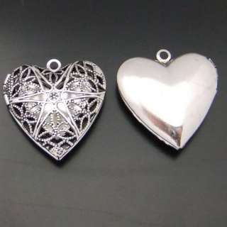   tone vintage heart photo locket box pendants findings 6pcs  