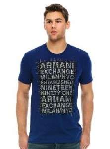 Armani Exchange Burlap T Shirt Dark Blue NWT  