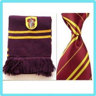   Gryffindor Wool Knit Thicken Scarf Silk Tie Set Warm Winter  