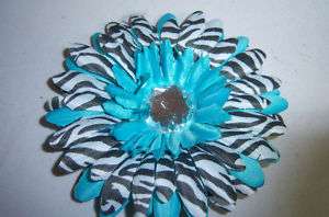 baby girls TEAL turquoise ZEBRA daisy HAIR BOW flower  