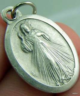 Silver Medal Pendant Divine Mercy Jesus Christ Italy  