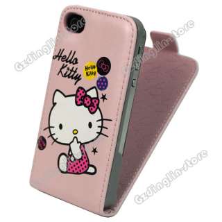 Hello Kitty Flip Leather Case Cover For iPhone 4 4G C2  