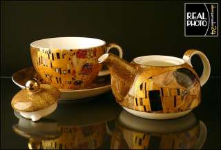 Klimt ~ DER KUSS ~ Tea for one PORZELLAN Teeservice Teetasse Tee Tasse 