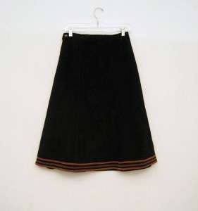 Vintage 70s Suede A Line Boho Hippie Skirt M  