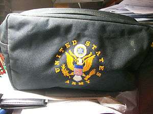 Nice Used Black Nylon ? US Army Embroidered Military style Shaving kit 