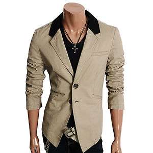 Mens Casual Studded 2Button Blazer Jacket BEIGE(LA01)  