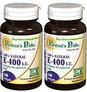 2x Vitamin E 400 IU 100% NATURAL 200 Softgels  