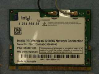Intel Pro 2200BG interne WLAN KARTE aus NOTEBOOK m Antenne in 