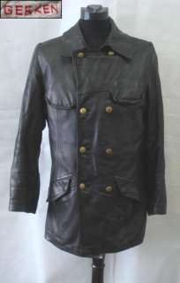 WWII GERMAN WEHRMACHT PANZER TANK OFFICER LEATHER COAT  