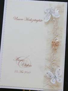 Gästebuch Hochzeit Schmetterlinge creme/karamell Deko  