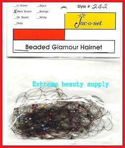 Jac O Net beaded glamour thin hair net medium brown  