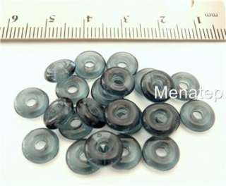 50 8x2.5mm Czech Glass Donut Beads: Montana Blue  