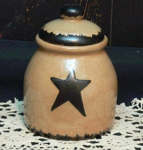 Primitive Pottery Pot Milk Can Jar Star 6 x 4.5 Country Decor 