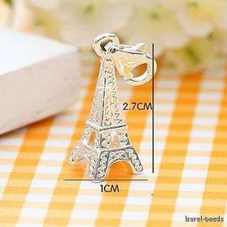 Paris Tower 925 Sterling Silver Plate Jewelry European Bead Charm 
