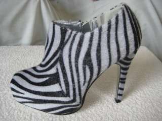 Ladies Zebra Print Ankle Boot Fashion Shoes Size 3 to 8  