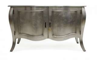 French Designer Furniture Silver modern sideboard with Pink Interior 