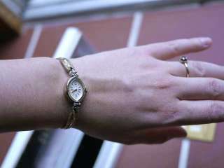 Vtg 1969 ELGIN 10k RGP Gold Bezel Diamonds Swiss Womens Wristwatch 