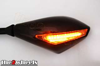 Motorcycle Integrated LED Indicators Side Mirrors Black  