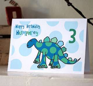 personalised dinosaur birthday card by molly moo designs 