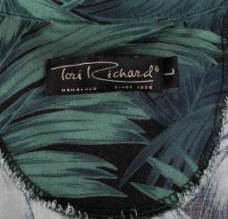 Tori Richards Cocktail Palm Tree Hawaiian Islands Shirt Large Black 