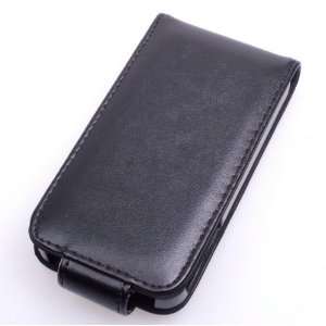 Black Vertical Faux Leather Case Pouch For Apple iPhone 4 Cell Phones 