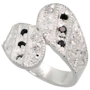  Sterling Silver Ring, w/ High Quality Black & White CZ 