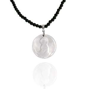   Onyx 4mm Round with Crystal Bead Necklace, 18+2Extender Jewelry