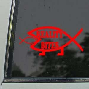 Reality Bites Red Decal Darwin Christian Fish Car Red Sticker
