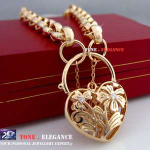   gold GF rings chain womens solid heart charm bracelet bangle  