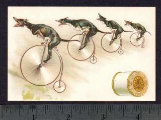 1800s High Wheeler Bicycle Greyhound dog bike race Coats Sewing adv 